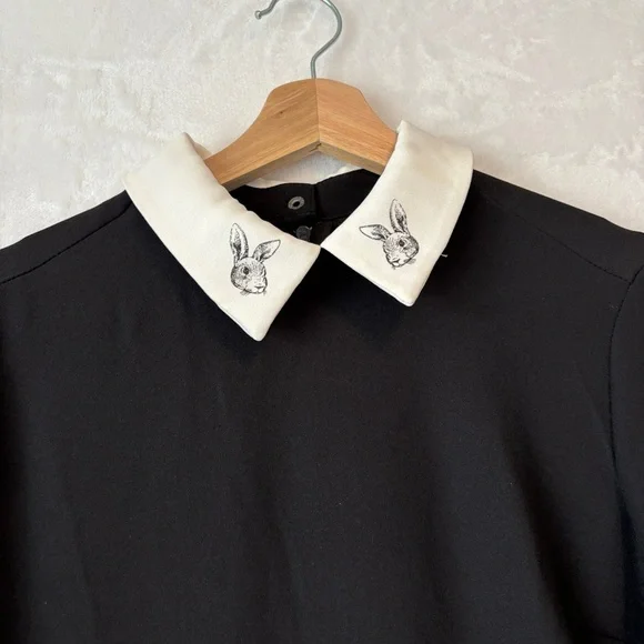 Victoria Beckham Target women black white Bunny Collared long sleeve Dress small - Picture 3 of 11